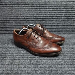 Ecco Shoes Mens 9 Brown Leather Brogue Wingtip Business Casual Dress Shoe